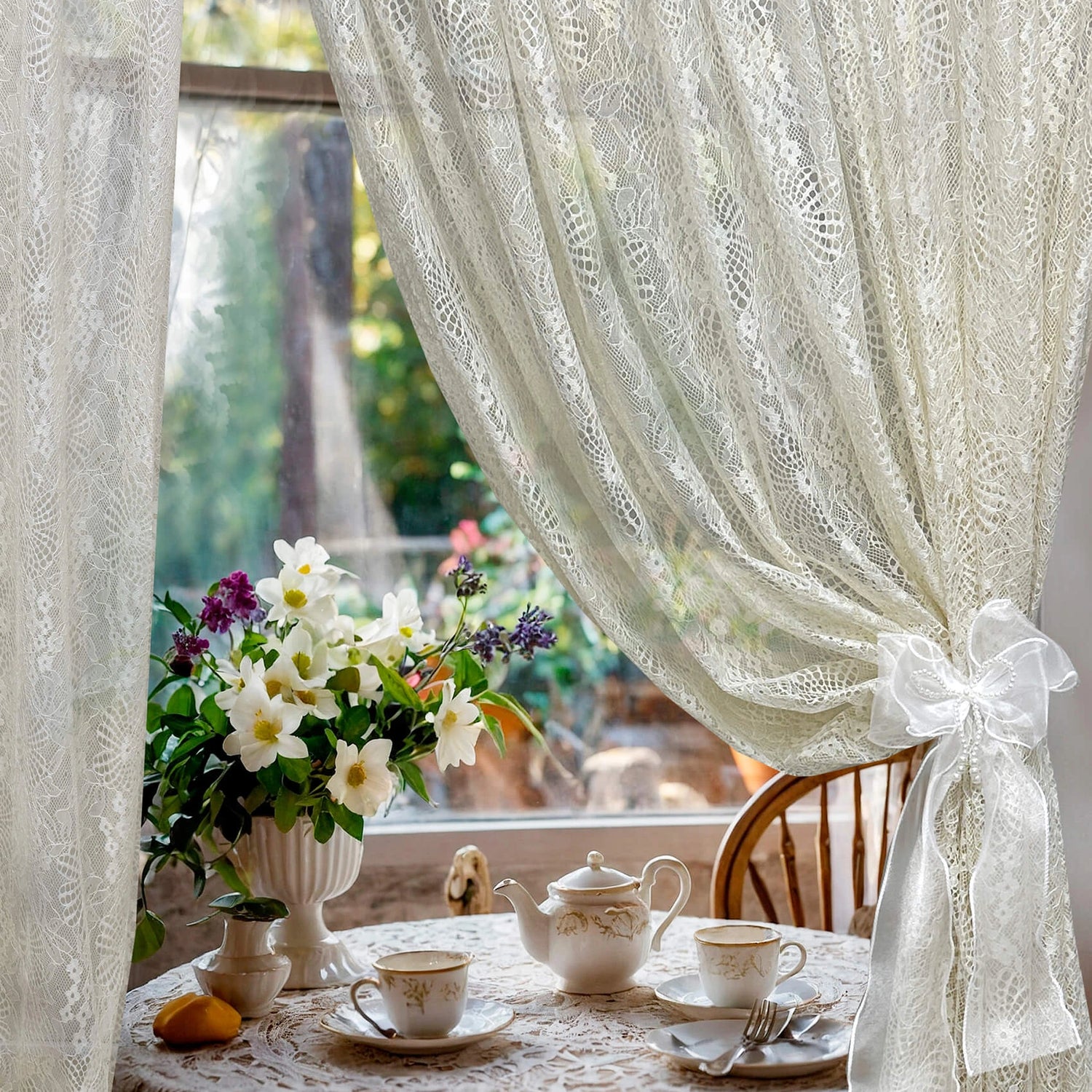 Sheer Curtains from French Lace in Cream