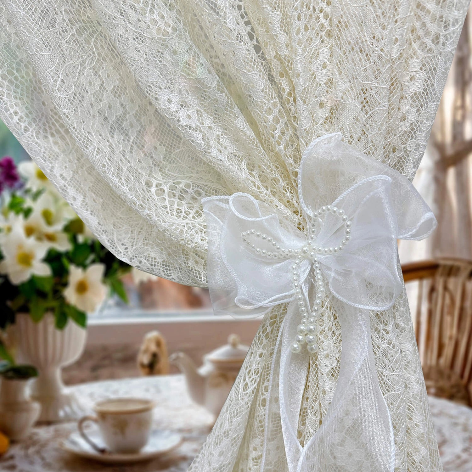 Sheer Curtains from French Lace in Cream