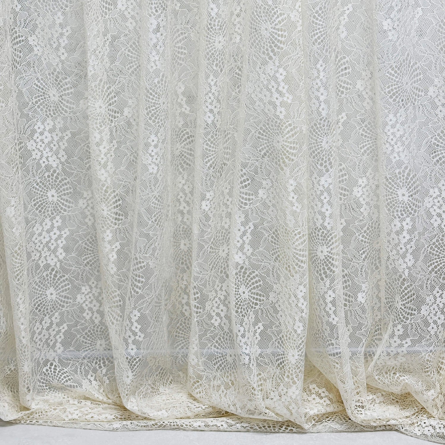 Sheer Curtains from French Lace in Cream color, Retro Vintage Style 