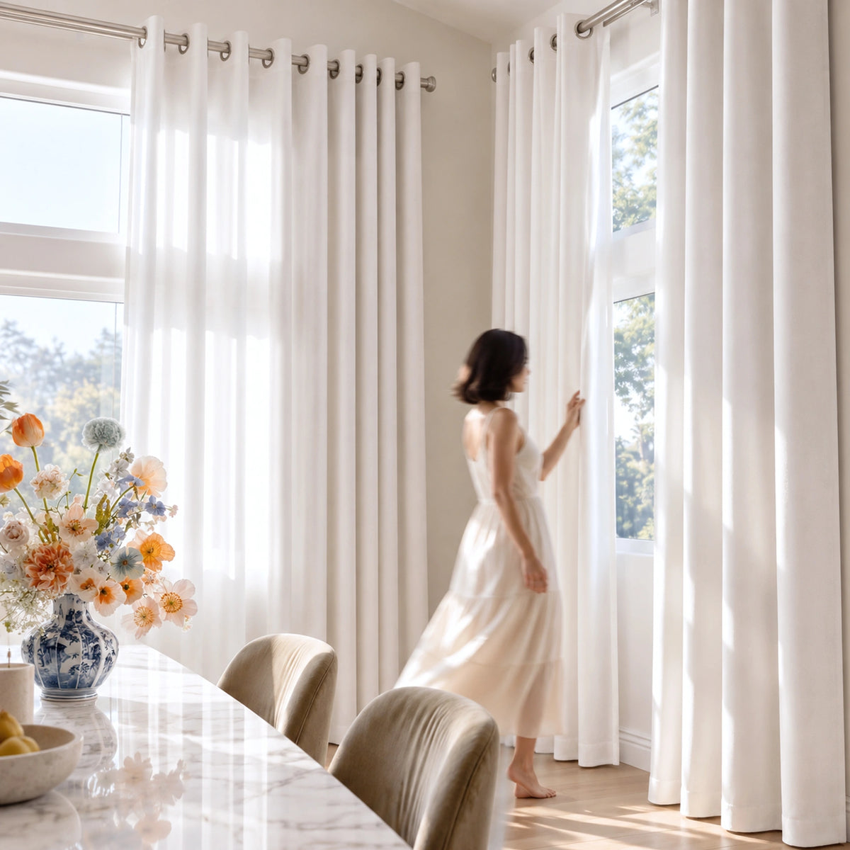Velvet Panel Curtains Classic White, Long Custom Made for Modern Living Room Decor
