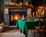 Linen Tablecloth Festive Christmas Round / Square in Emerald