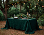 Linen Tablecloth Festive Christmas Round / Square in Emerald