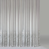 Tulle Curtains Victorian Damask with Gray Embroidery