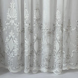 Tulle Curtains Victorian Damask with Gray Embroidery