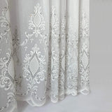 Tulle Curtains Victorian Damask with Gray Embroidery
