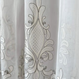 Tulle Curtains Victorian Damask with Gray Embroidery