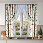 Kitchen Curtains Set with Floral and Birds Design