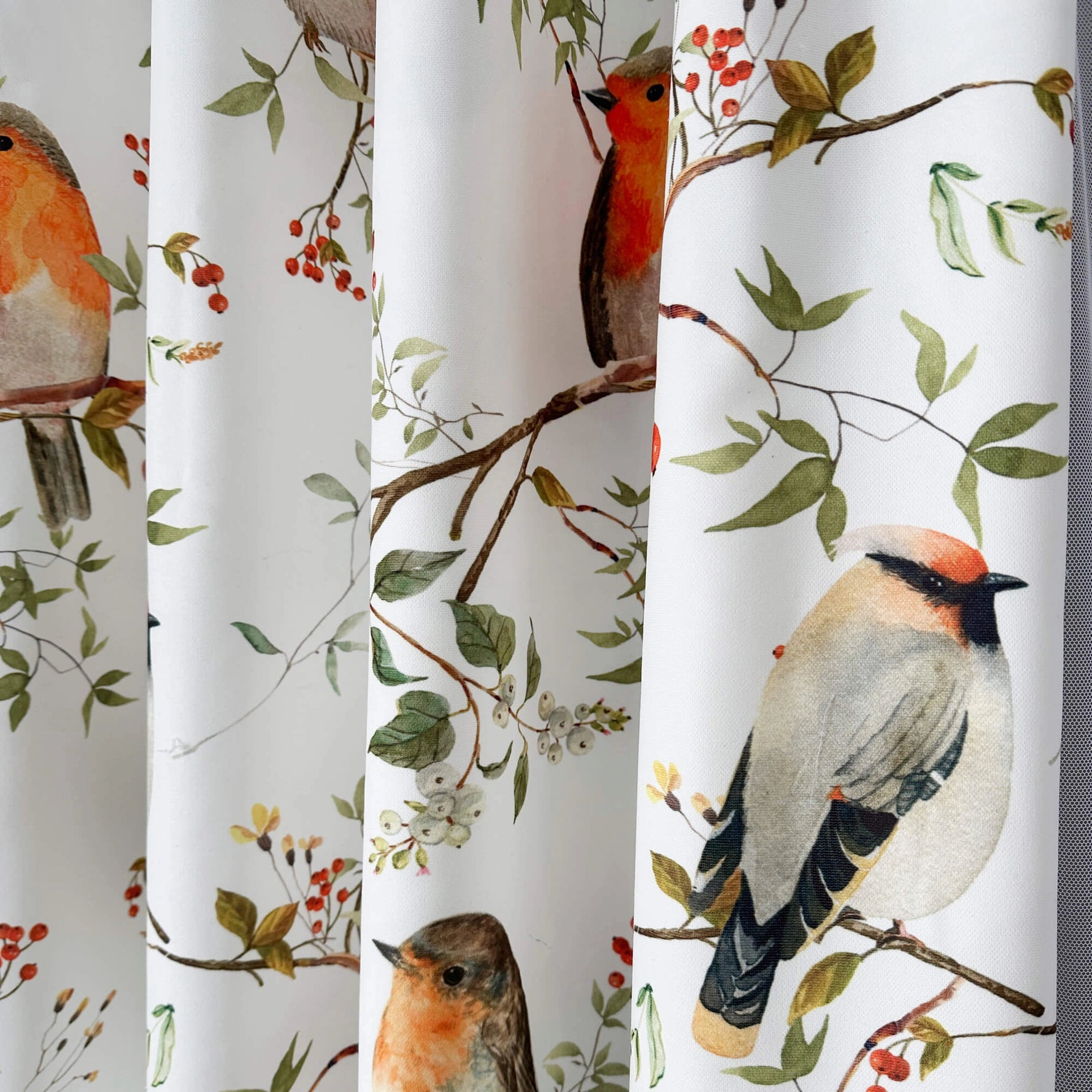 Kitchen Curtains Set with Floral and Birds Design