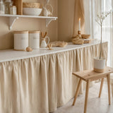 shelf curtains from linen fabric beige