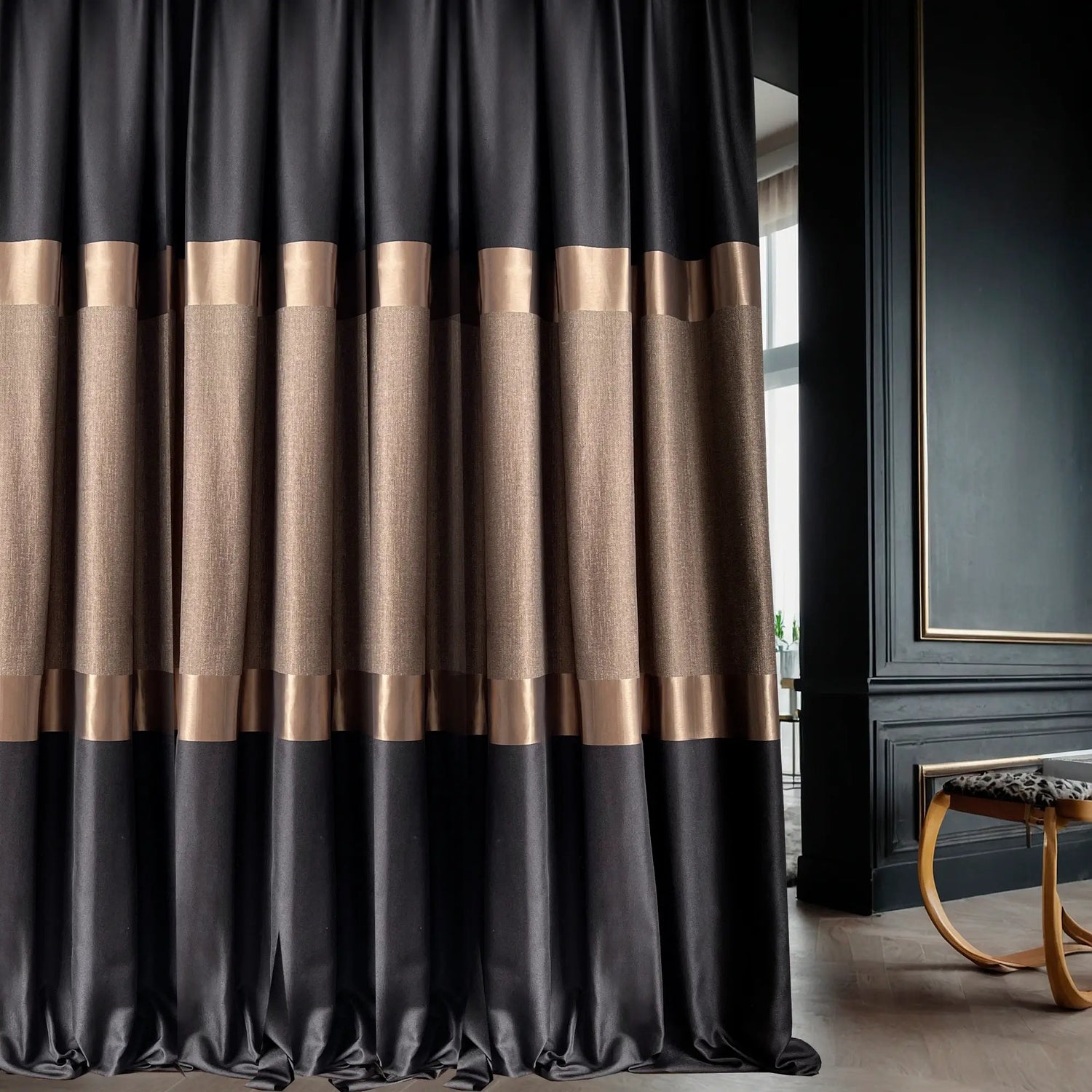 Curtains Bohemian, Stylish Striped Antique Gold for Elegant Home Decor