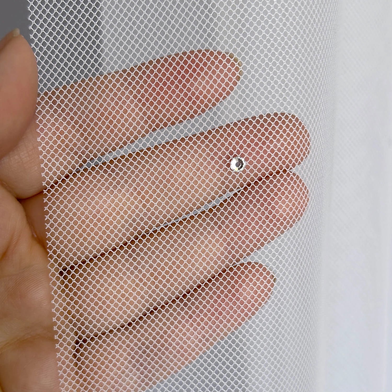 Fatin Sheer Curtains with Shiny Rhinestones, Elegant Plain Soft Tulle Drapes