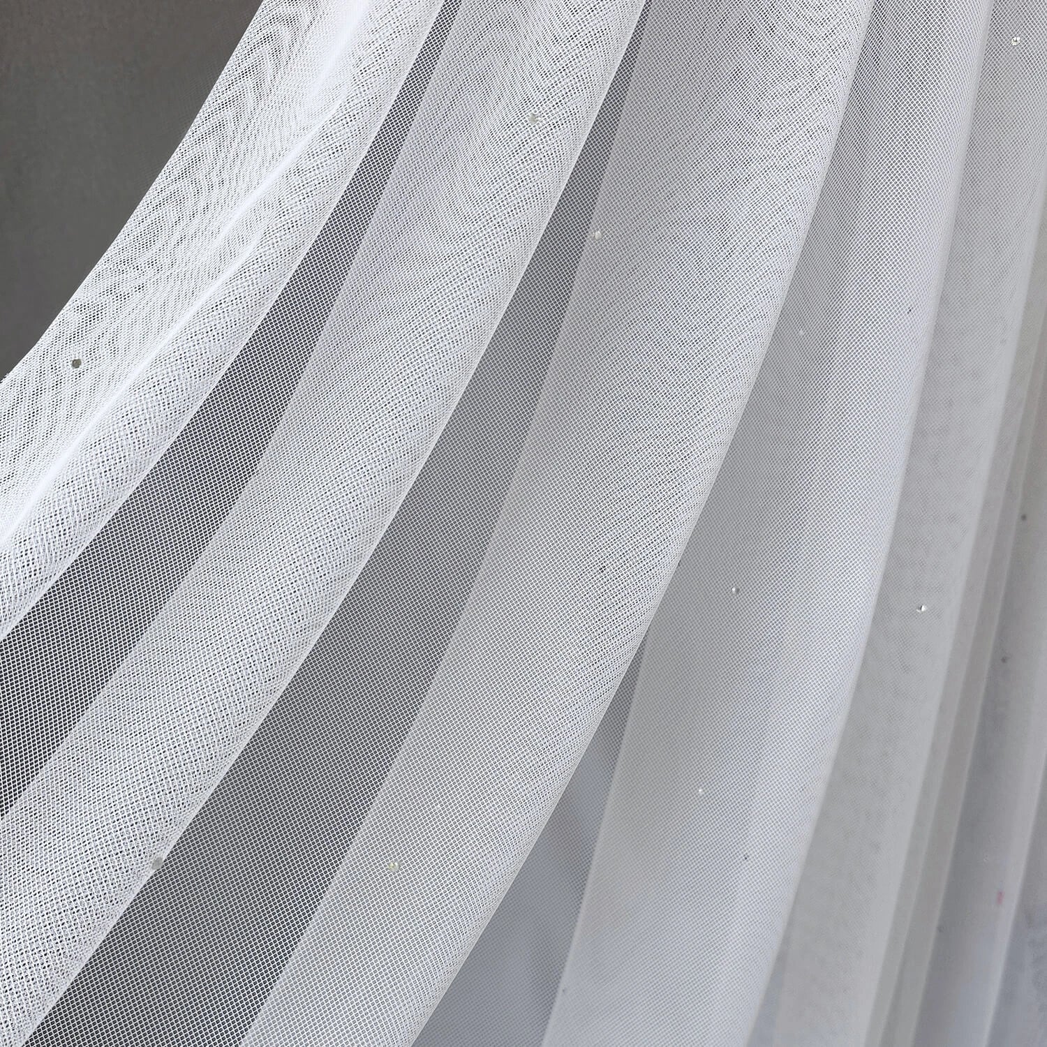 Fatin Sheer Curtains with Shiny Rhinestones, Elegant Plain Soft Tulle Drapes