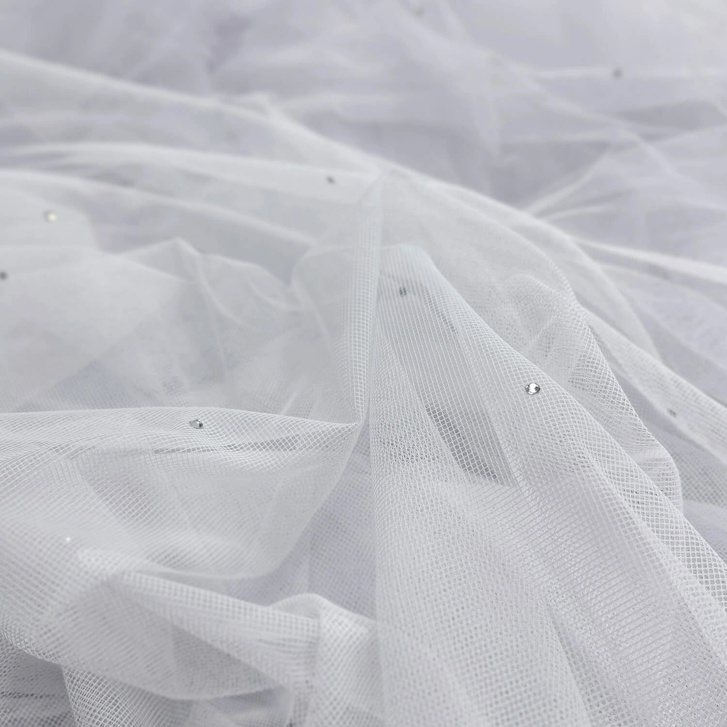 Fatin Sheer Curtains with Shiny Rhinestones, Elegant Plain Soft Tulle Drapes