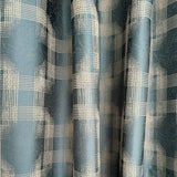 Turquoise blue lightweight jacquard curtains with geometric patterned fabric