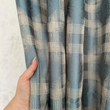 Turquoise blue lightweight jacquard curtains with geometric patterned fabric