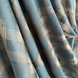Turquoise blue lightweight jacquard curtains with geometric patterned fabric