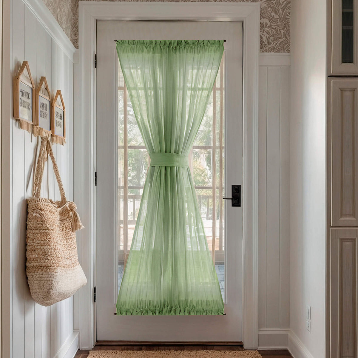 French Front Door Panel Curtains green