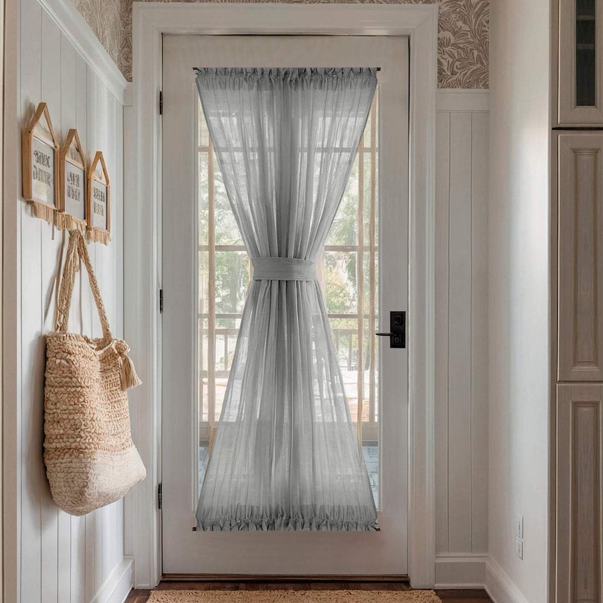 French Front Door Panel Curtains gray