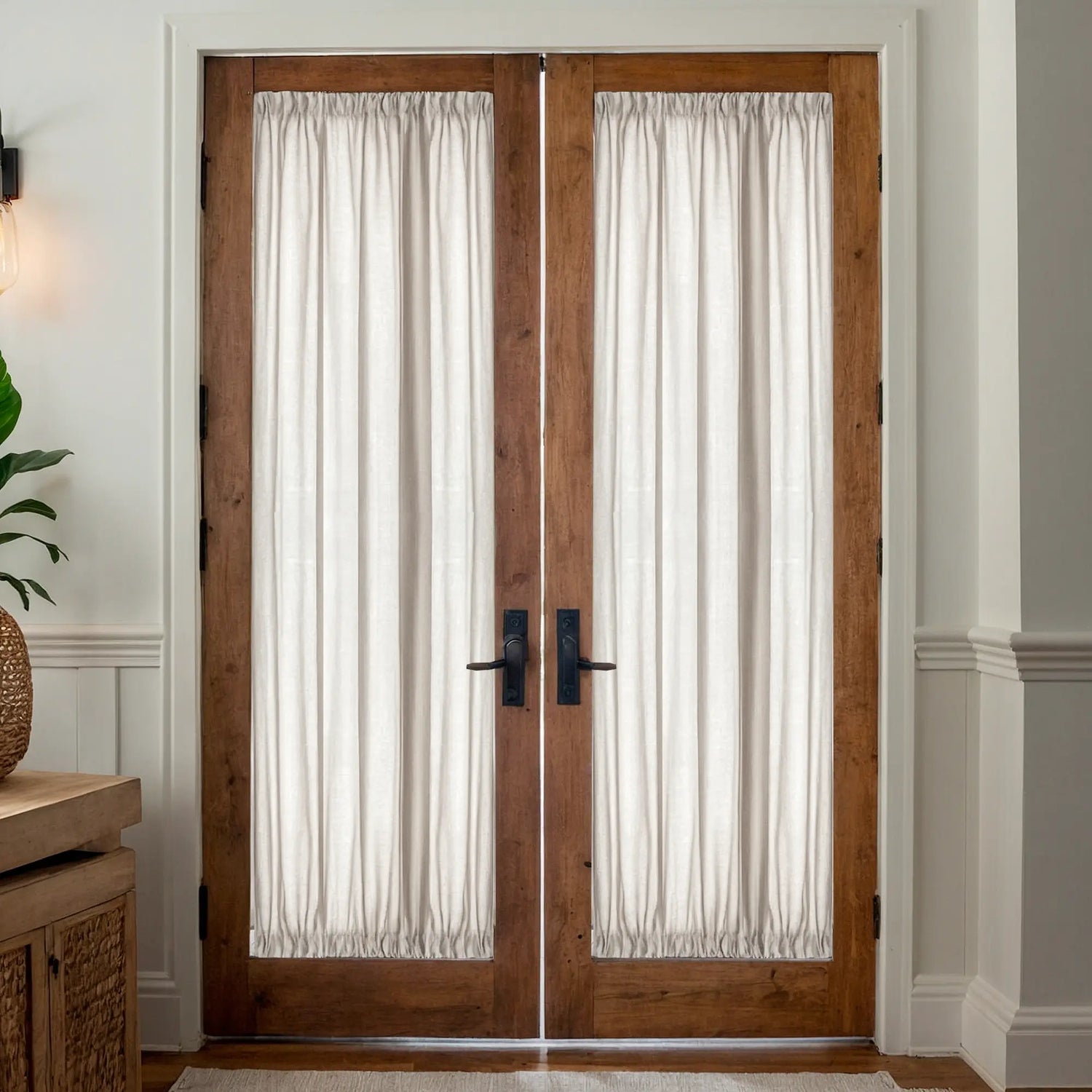 Custom Semi Sheer Linen Curtain for a Small Sidelight Window