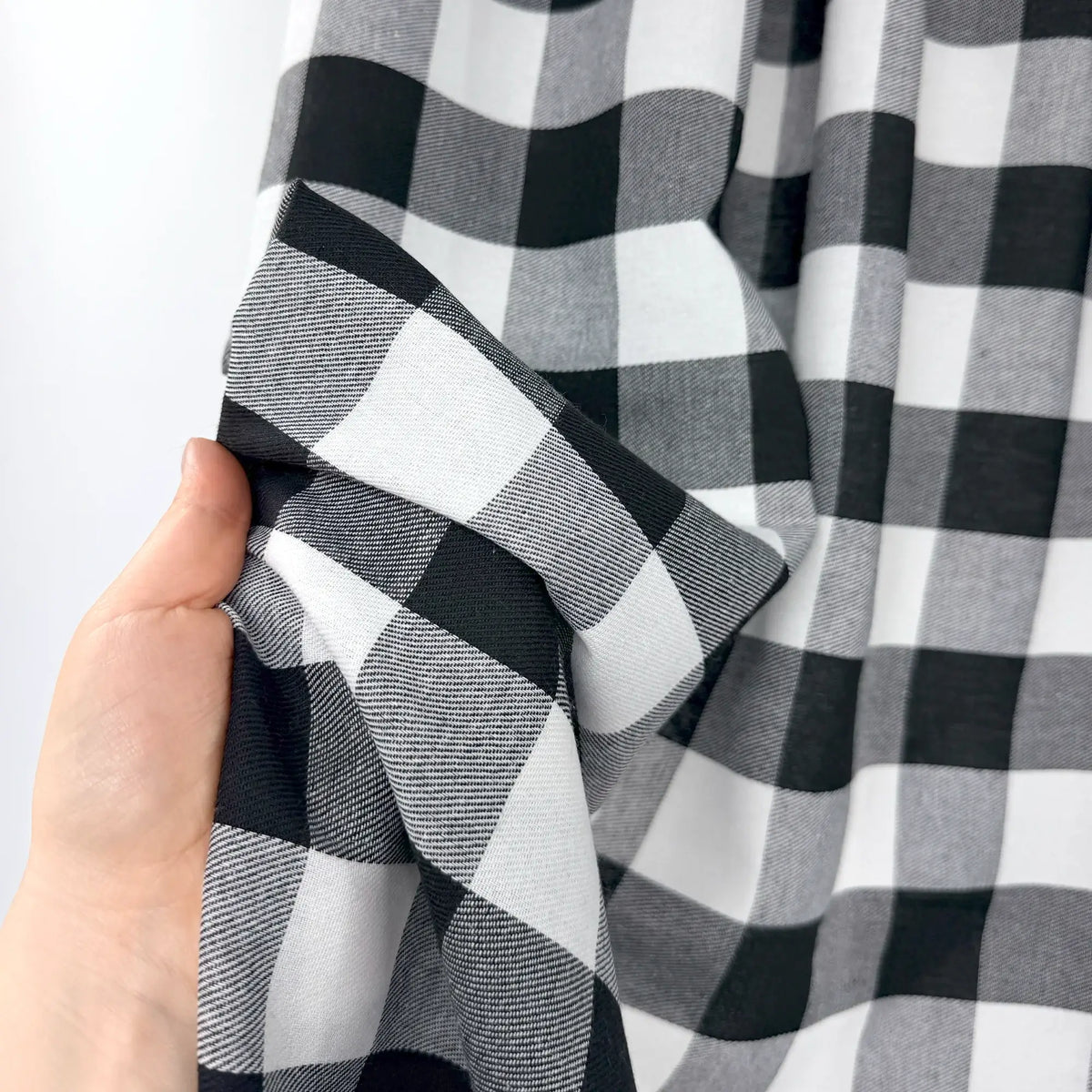 Black and White Buffalo Check French Door Curtain – Plaid Door Sash Curtain with Top & Bottom Rod Pockets