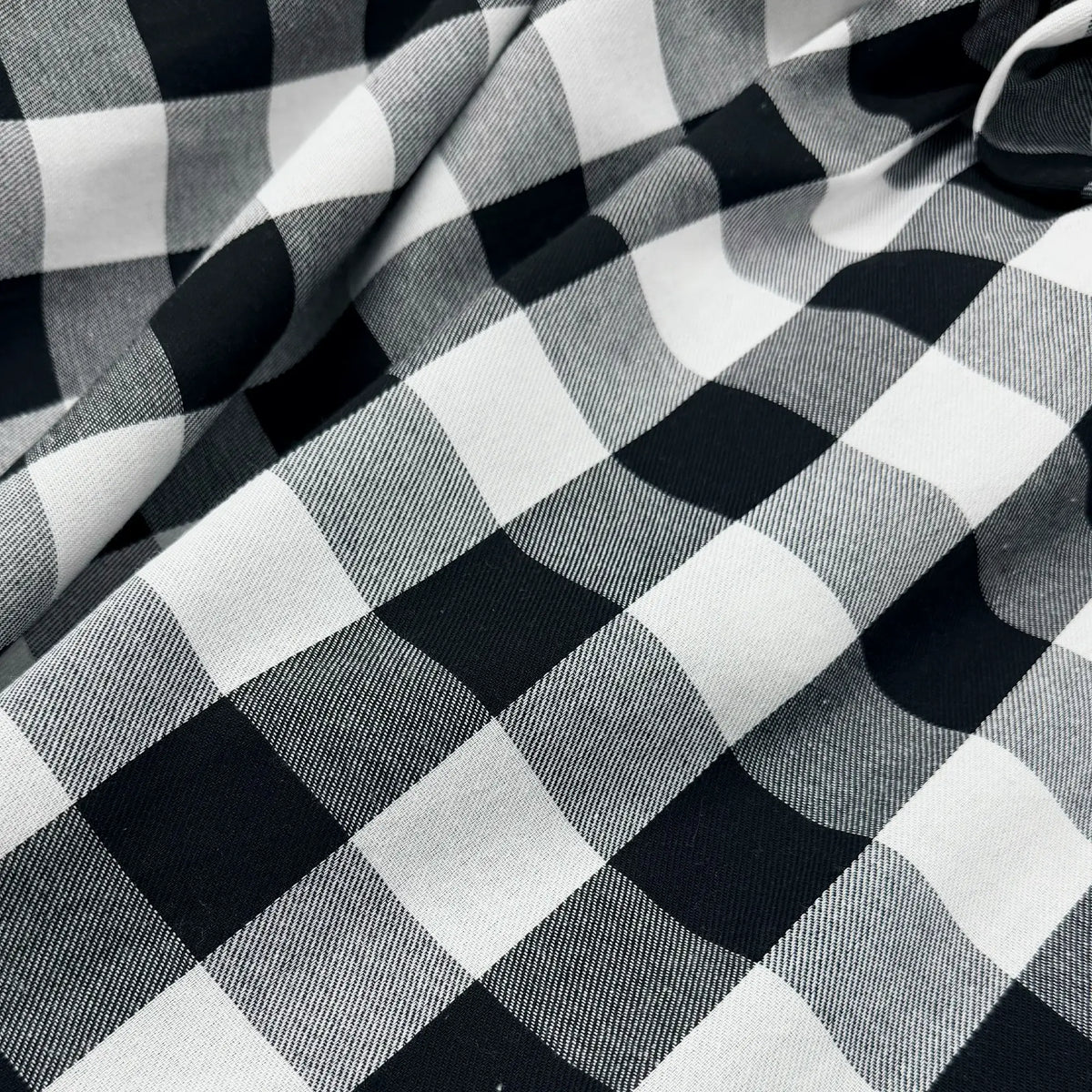 Black and White Buffalo Check French Door Curtain – Plaid Door Sash Curtain with Top & Bottom Rod Pockets