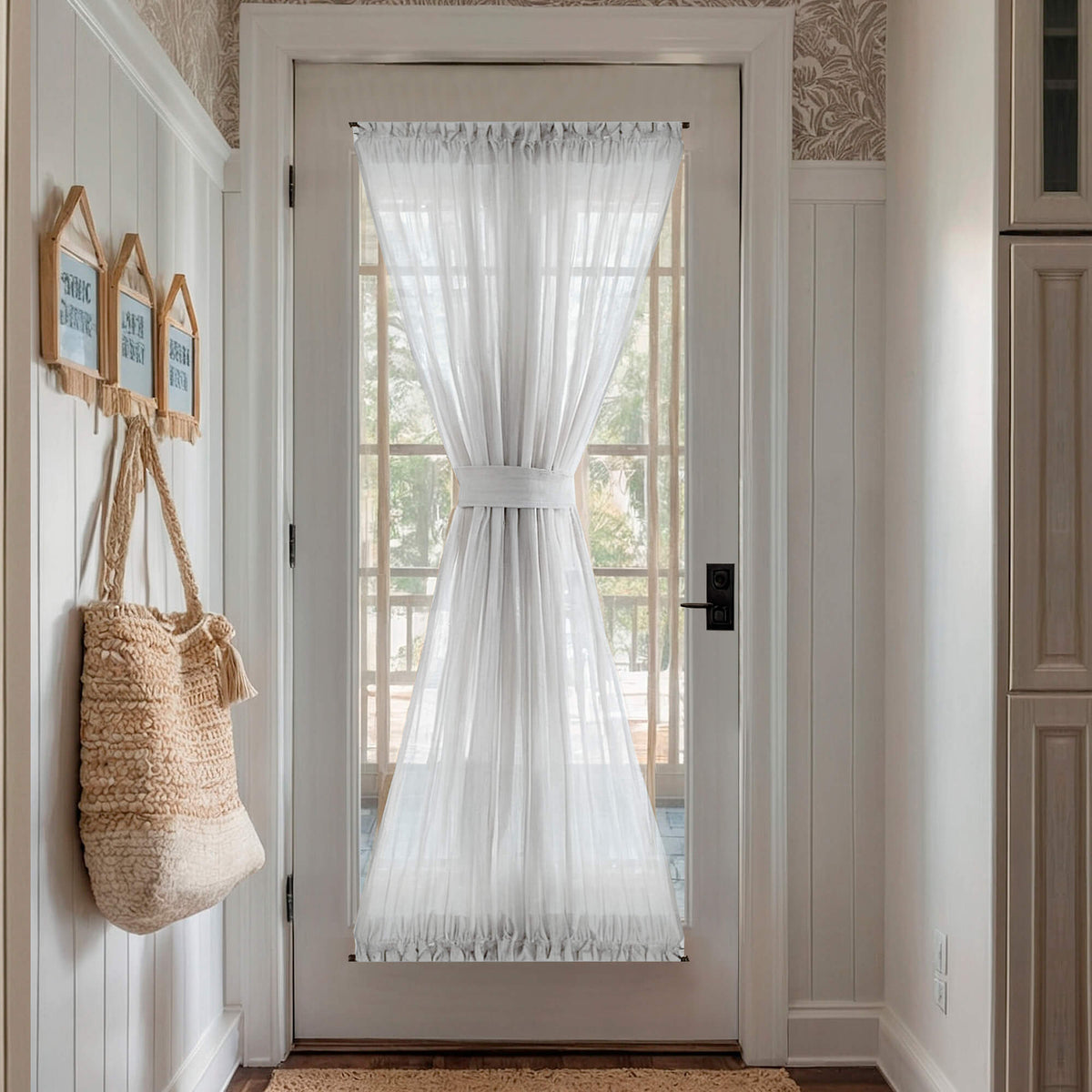 French Front Door Panel Curtains white