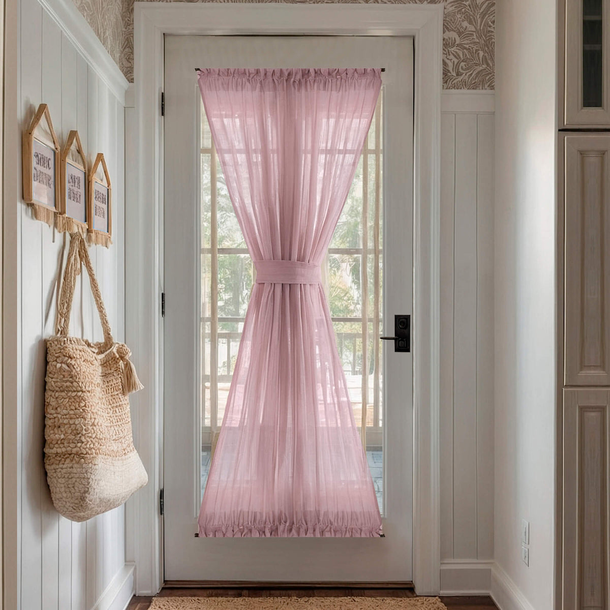 French Front Door Panel Curtains pink