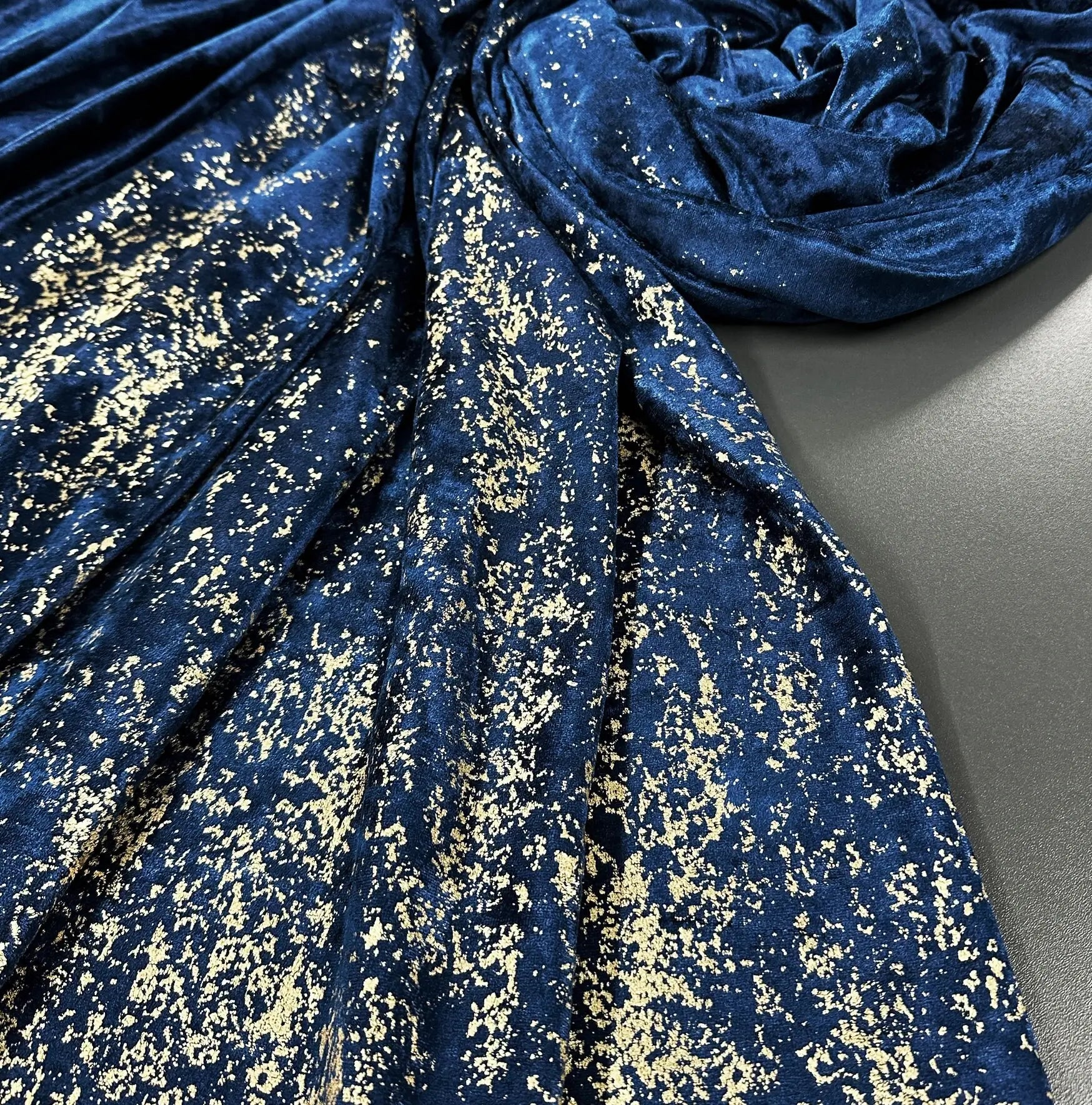 fabric Velvet for Curtains in Blue / Gold Luxury Pattern for Chic Home Decor