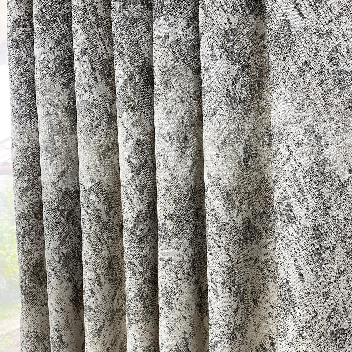 Jacquard Drapery Curtain Modern Abstract Patterned in Taupe Gray 