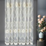 Luxury Sheer Curtains with Arabic Lace Rich Gold Embroidery