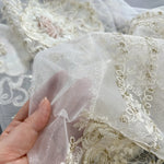Sheer Curtains with Arabic Lace Rich Gold Embroidery