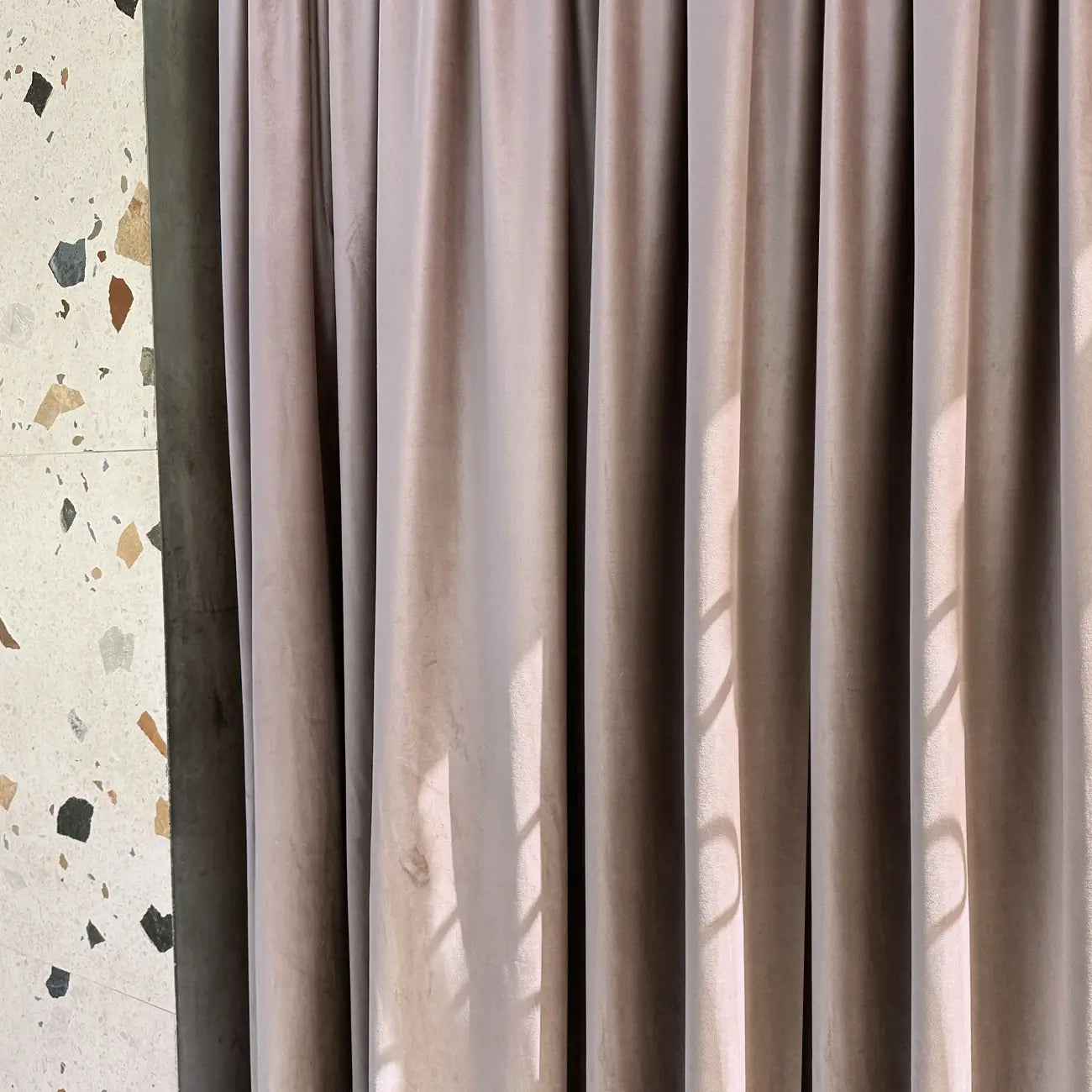 Velvet Long Panel Curtains in Trendy Powder Beige Color 