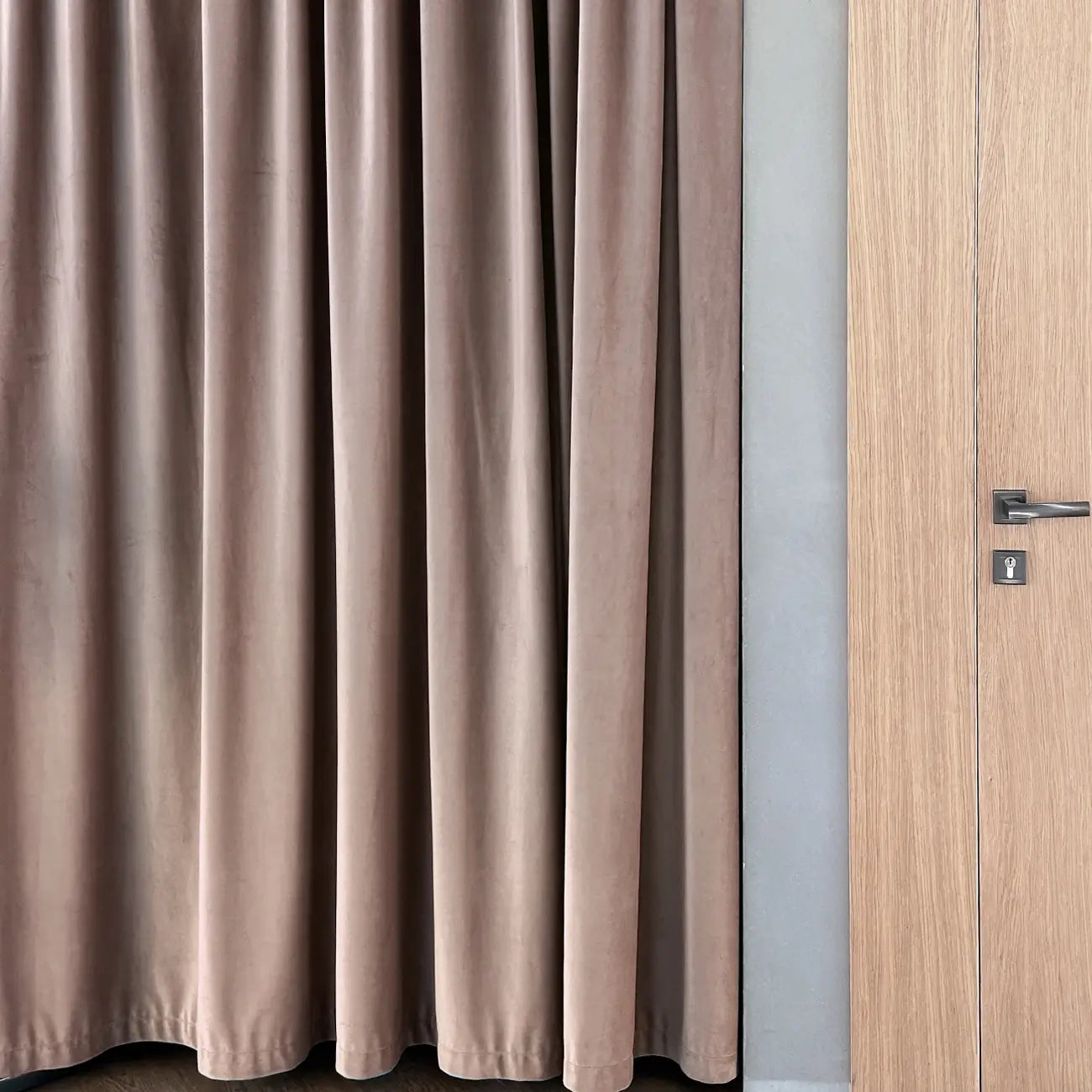 Velvet Long Panel Curtains in Trendy Powder Beige Color for Living Room, Bedroom Windows Home Decor