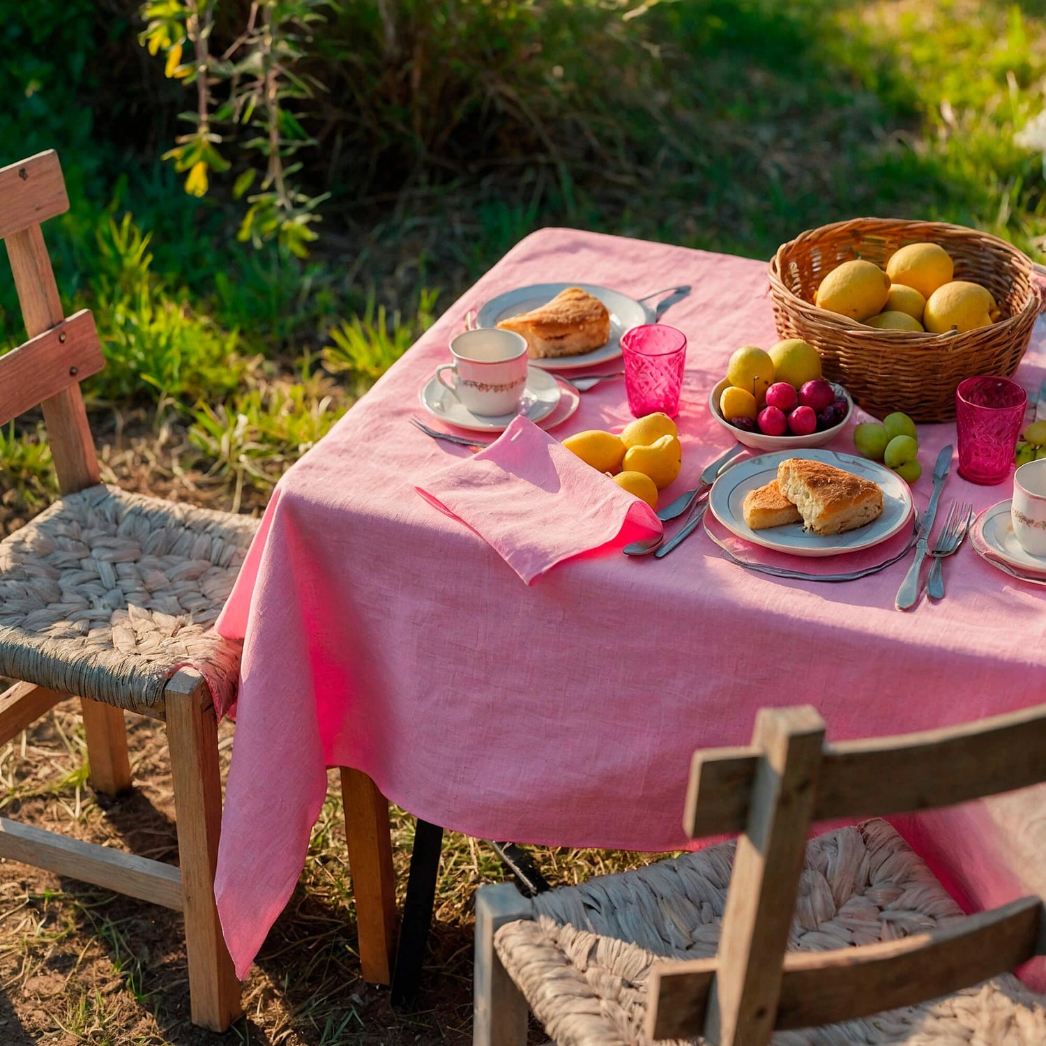 Custom Tablecloth Linen pink rectangular