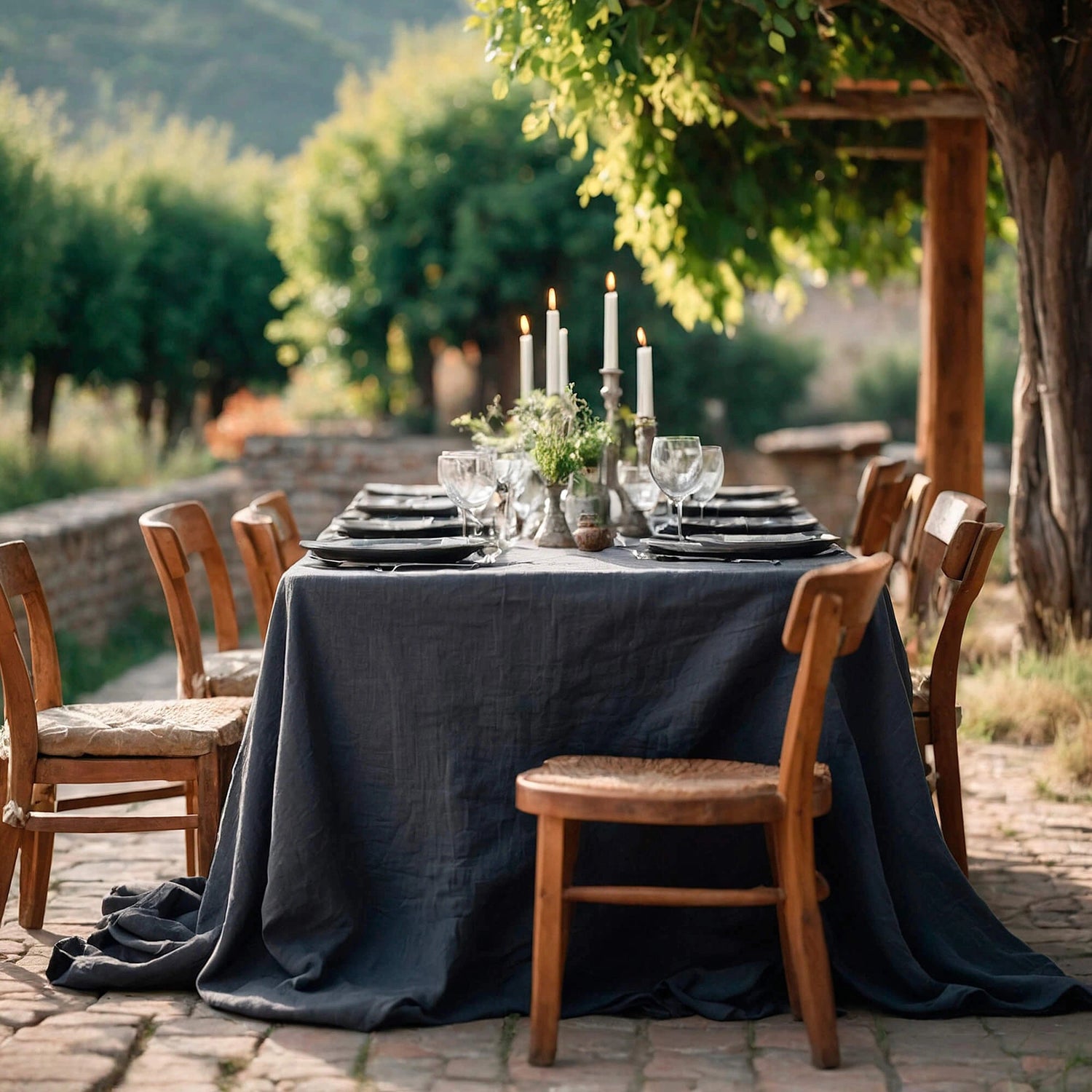 Tablecloth Linen Modern Square Gray