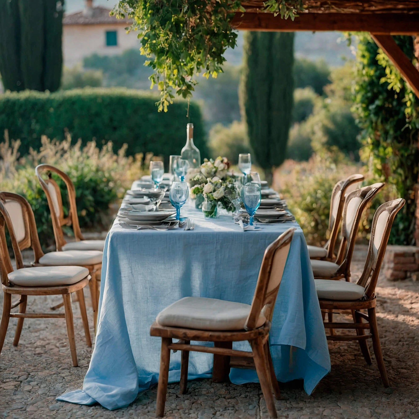 Tablecloth Linen blue Custom size