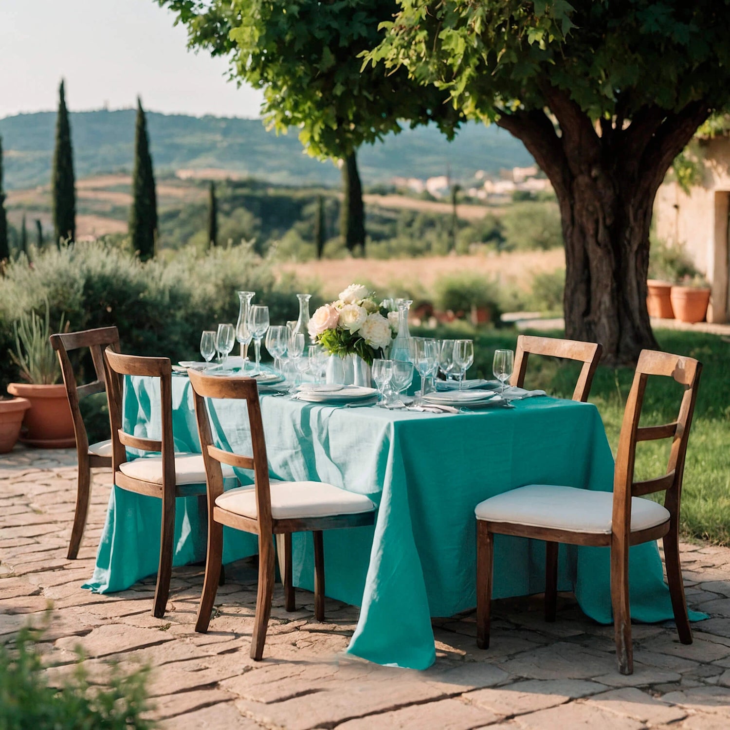 Tablecloth Linen blue Custom size