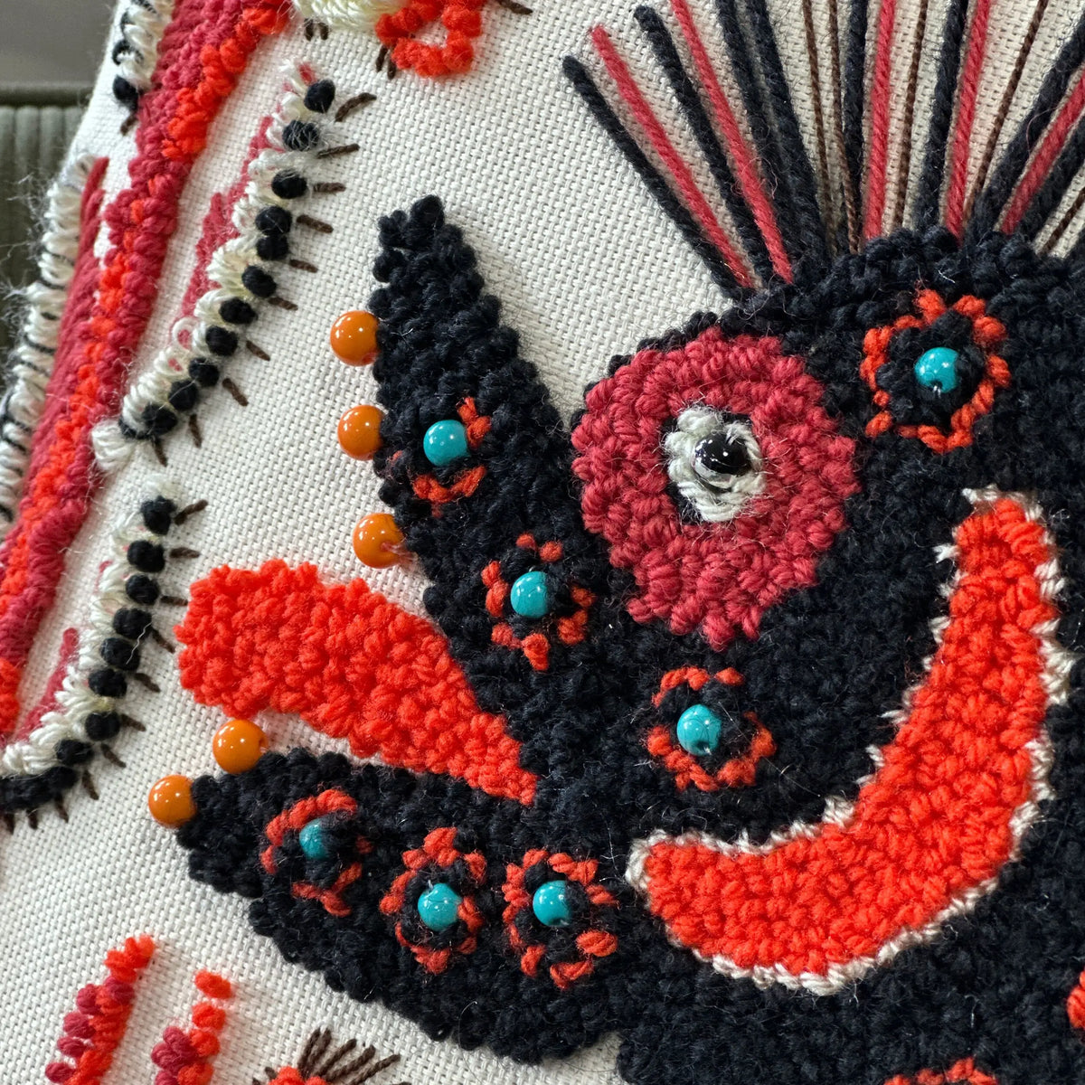 handmade pillow punch needle