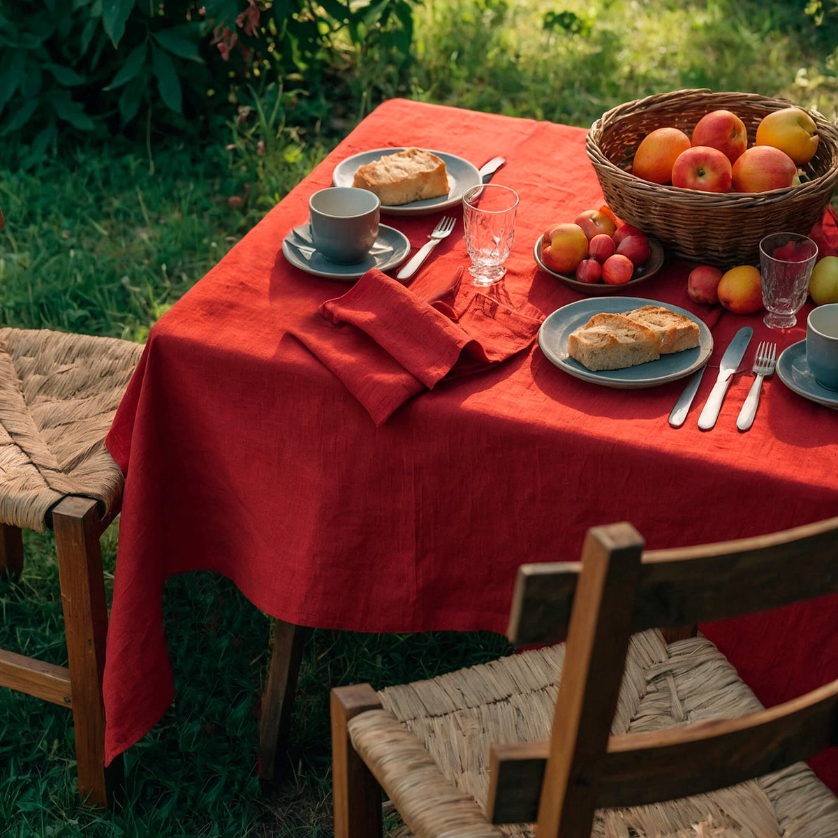 Custom Tablecloth Linen red
