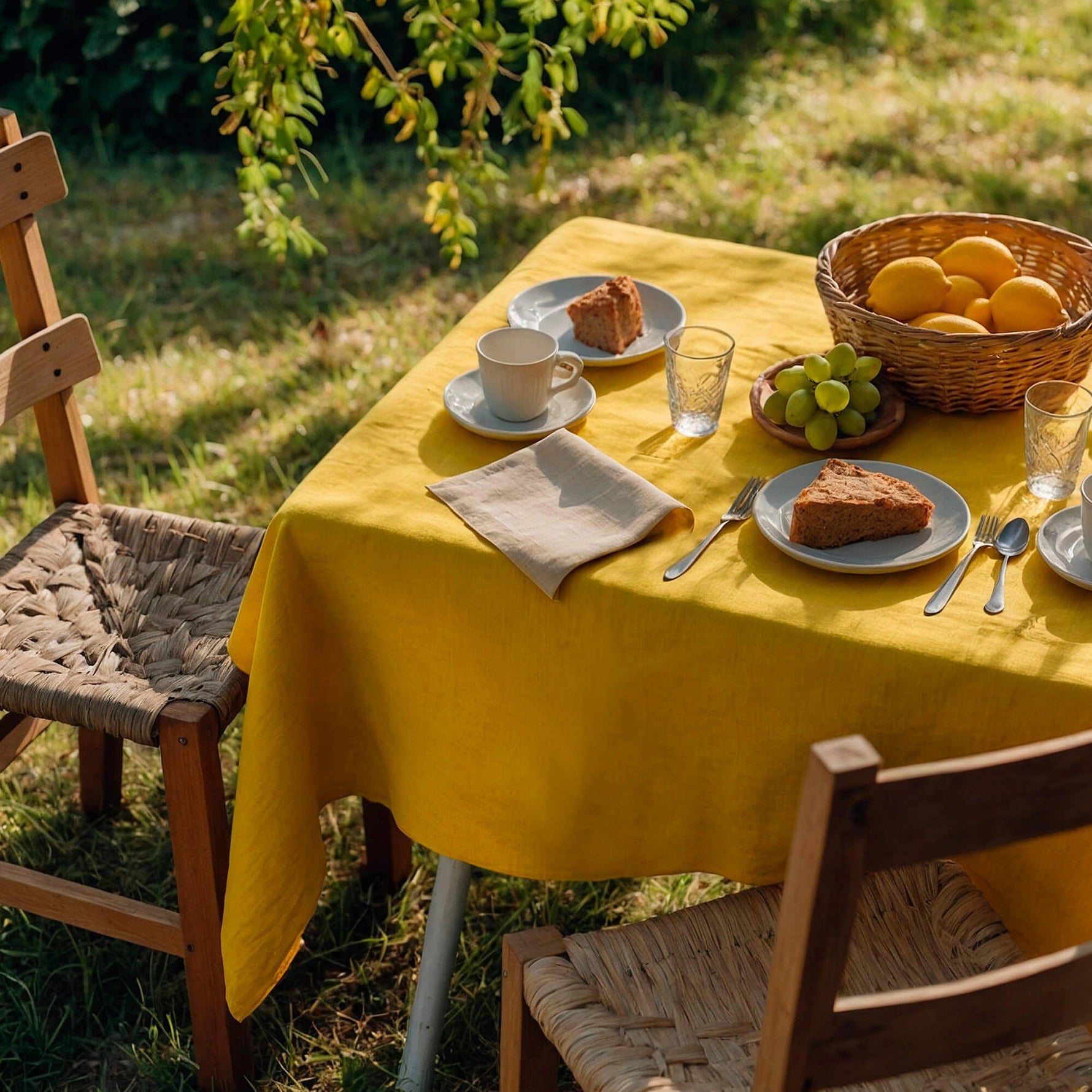 Tablecloth Linen yellow Custom size