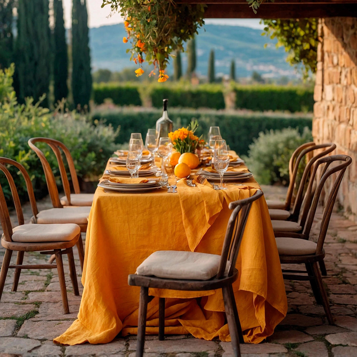 Tablecloth Linen orange Custom size