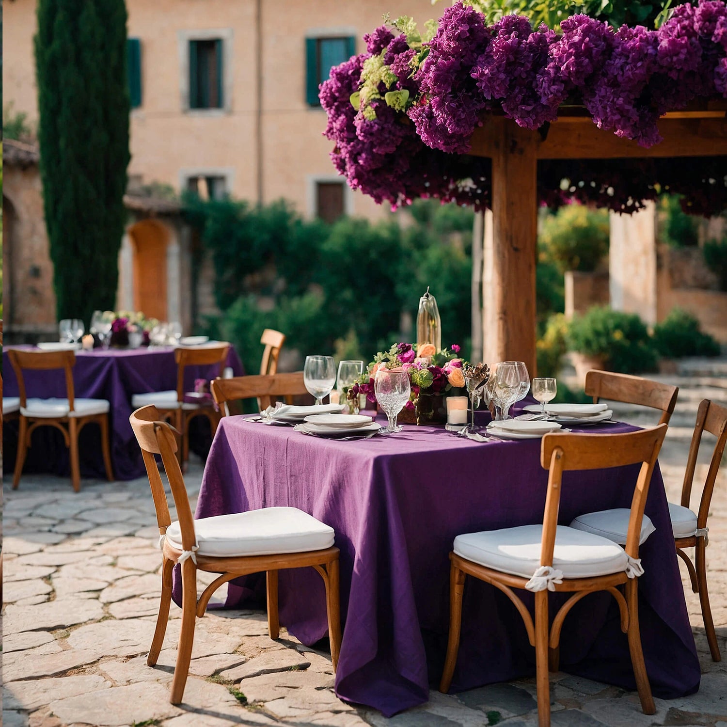 Custom Tablecloth Linen square purple color