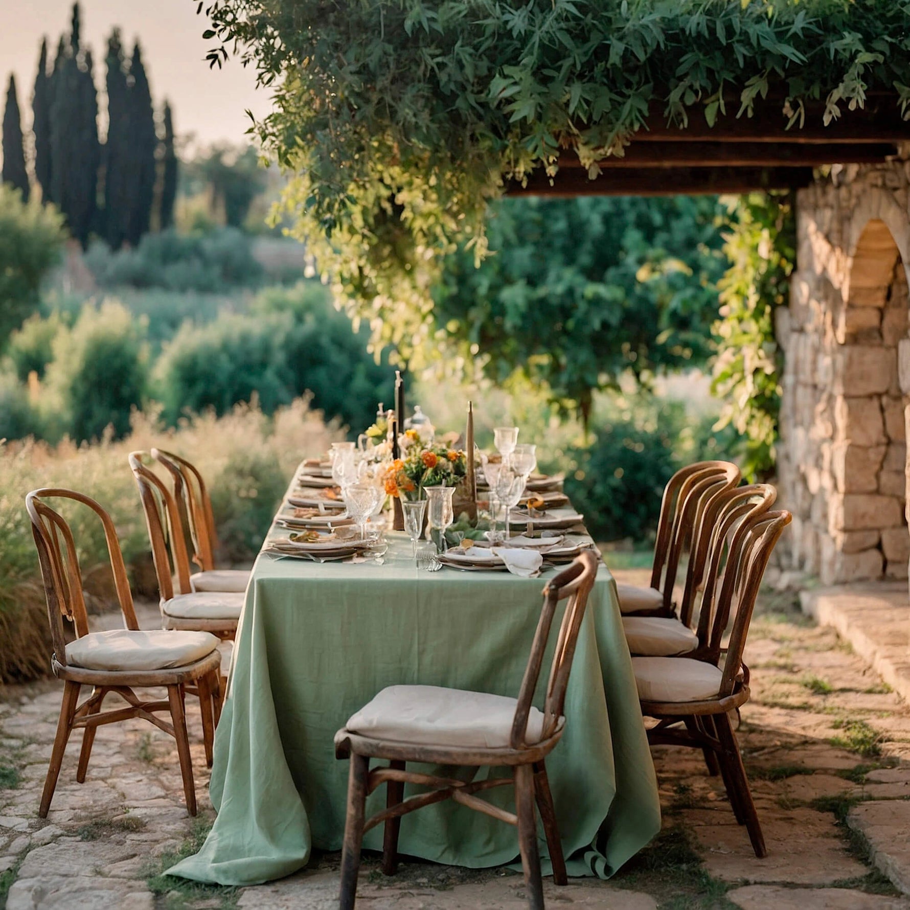 Tablecloth Linen Personalized Green Sage wedding