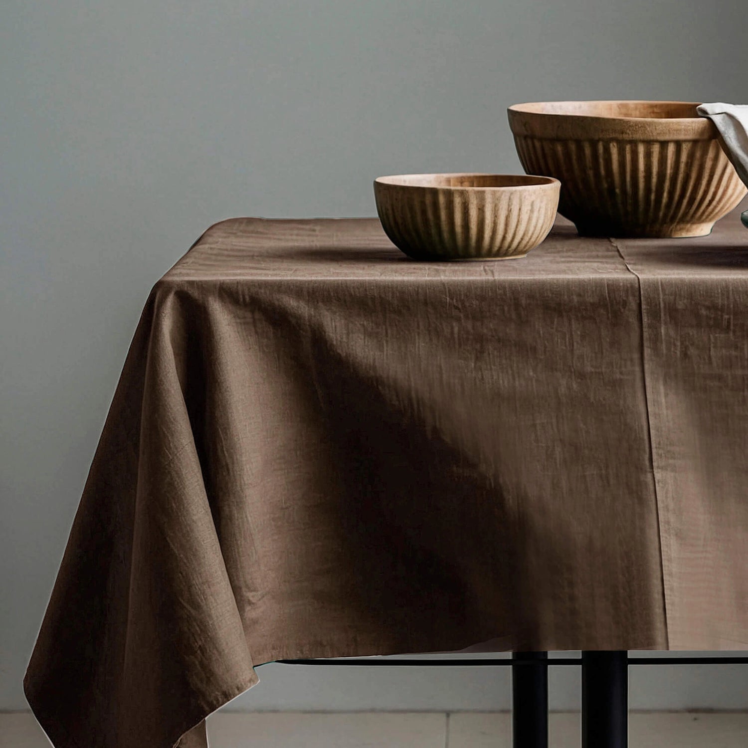 Tablecloth Linen Modern Square Brown