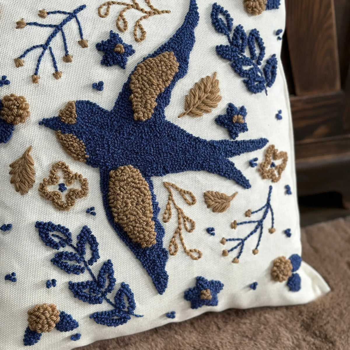 Pillow Cover Punch Needle Embroidered