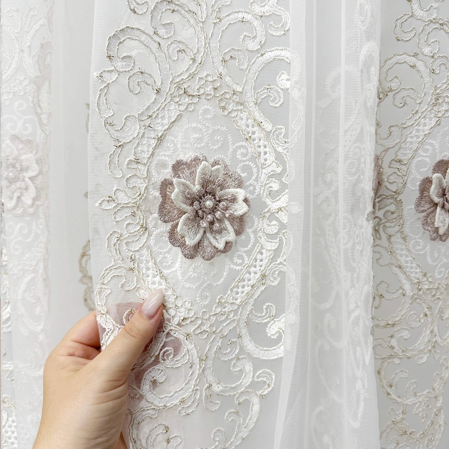  Floral Powder Rose Sheer Tulle Panels 