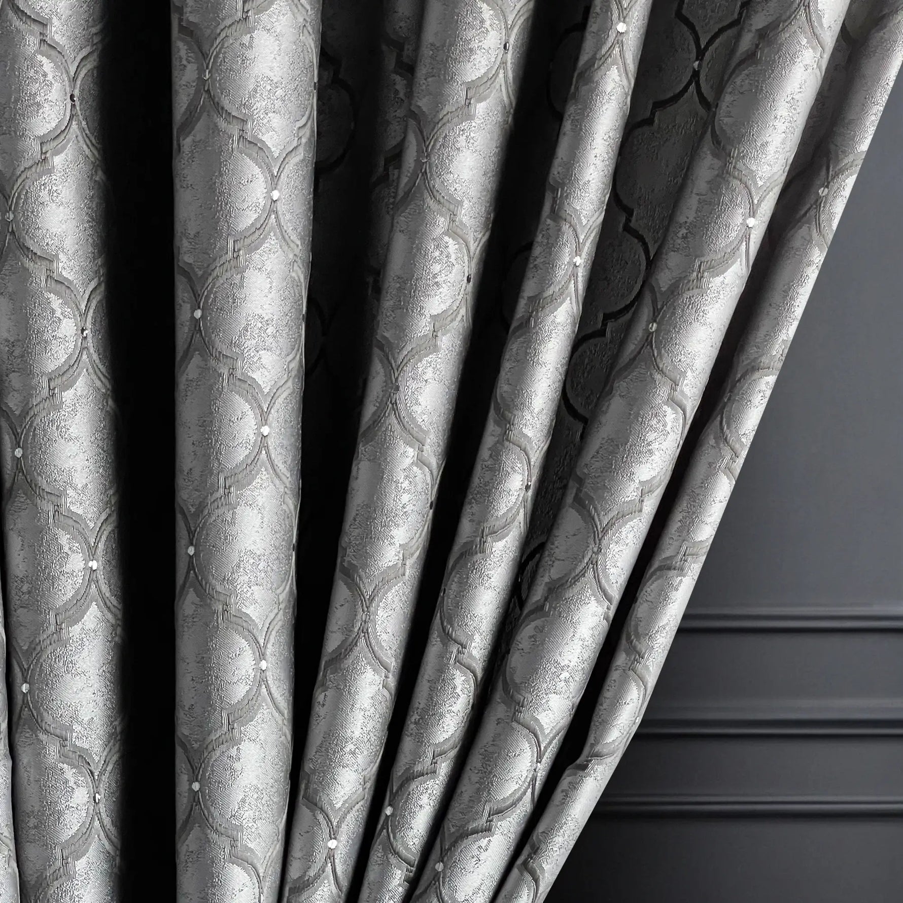 Curtain Panels Silver Gray, Elegant Custom Made in Art Deco Style 