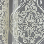 Close-up of decorative lace fabric with intricate patterns.