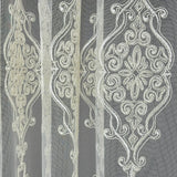 Off-White Sheer Lace Curtains with Embroidery