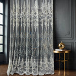 Off-White Sheer Lace Curtains with Embroidery